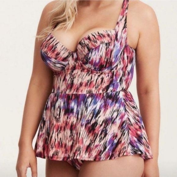 Torrid multicolor peplum one piece bathing suit